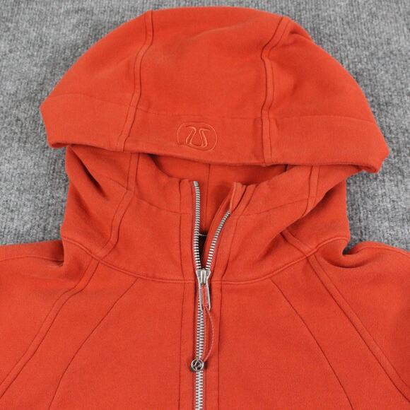 Lululemon Hoodie Womens 4 Scuba Full Zip Fleece Sweatshirt Orange Casual Gym - Picture 2 of 5